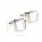 Heavy Sided Silver Tone Square Mother of Pearl Cufflinks 1.JPG